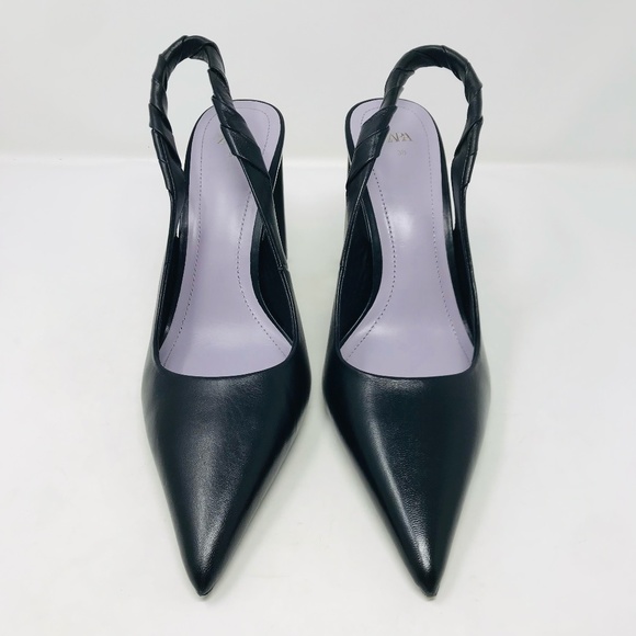 Zara Shoes - Zara Pointed Toe Sling Back Heels Navy Blue Size 38